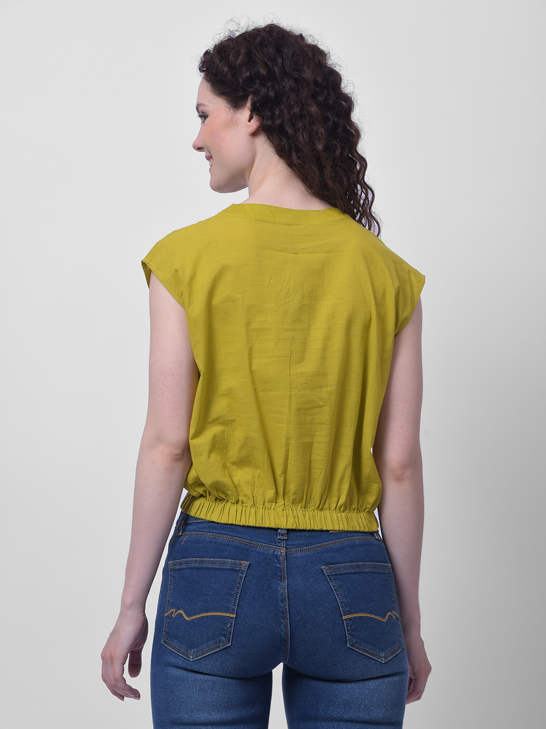 Numero Uno Women Olive Green Sleeveless Wrap Top